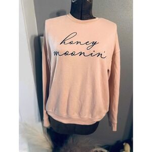 Bella + Canvas Honeymoonin' Sweatshirt Crewneck Cute Womens Peach Medium‎